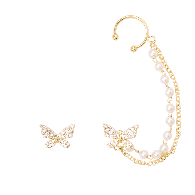 Ohrringe von iced studios™: Twin Butterfly Earrings 14K Vergoldet